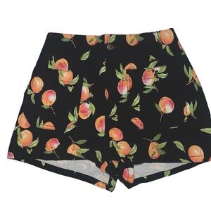 Maeve Black High-Waist Shorts with Peach Print